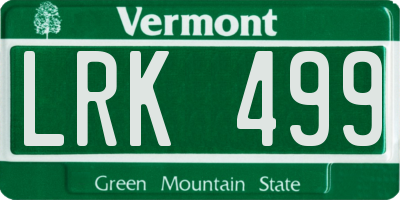 VT license plate LRK499