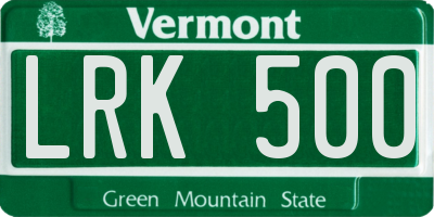 VT license plate LRK500