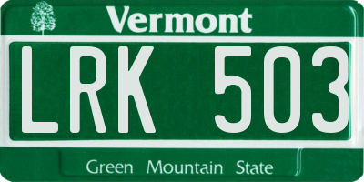 VT license plate LRK503
