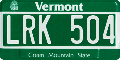 VT license plate LRK504