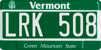 VT license plate LRK508