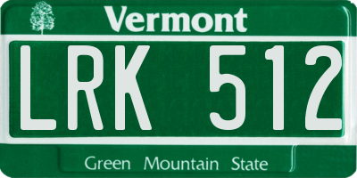 VT license plate LRK512