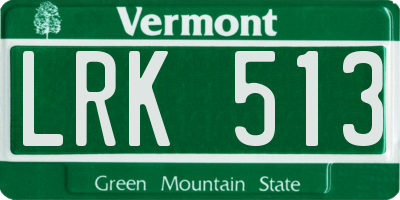 VT license plate LRK513
