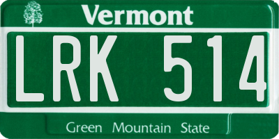 VT license plate LRK514
