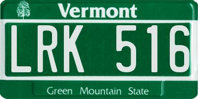 VT license plate LRK516