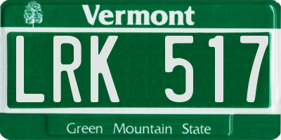 VT license plate LRK517
