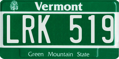 VT license plate LRK519