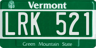 VT license plate LRK521