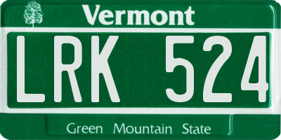VT license plate LRK524