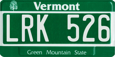 VT license plate LRK526