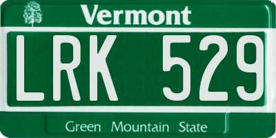 VT license plate LRK529