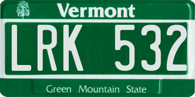 VT license plate LRK532