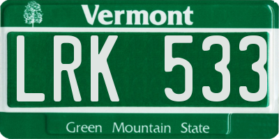 VT license plate LRK533