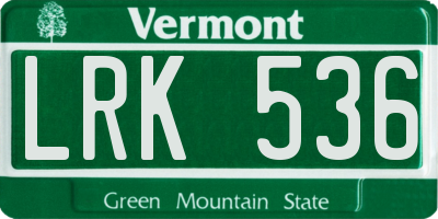 VT license plate LRK536