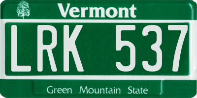 VT license plate LRK537
