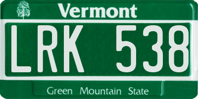 VT license plate LRK538