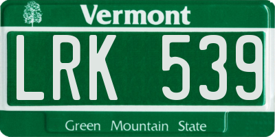 VT license plate LRK539