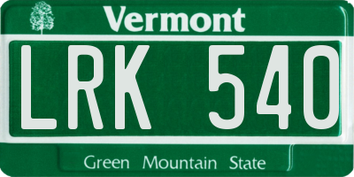 VT license plate LRK540