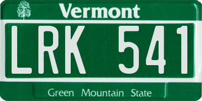 VT license plate LRK541