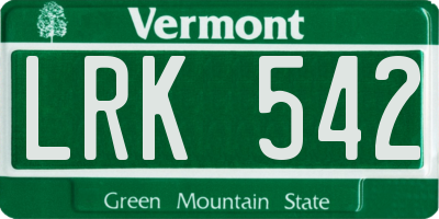 VT license plate LRK542