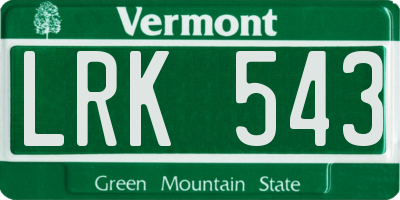 VT license plate LRK543