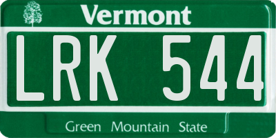 VT license plate LRK544