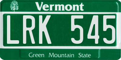 VT license plate LRK545