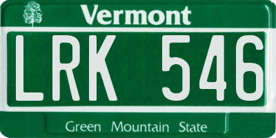 VT license plate LRK546