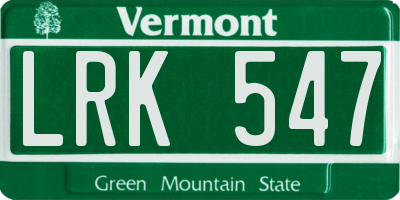 VT license plate LRK547