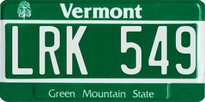 VT license plate LRK549