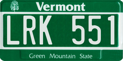 VT license plate LRK551