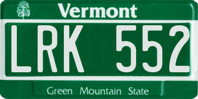 VT license plate LRK552