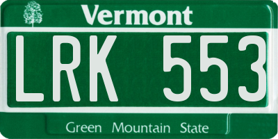 VT license plate LRK553