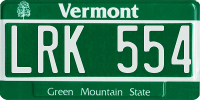 VT license plate LRK554