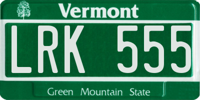 VT license plate LRK555