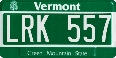 VT license plate LRK557