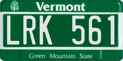 VT license plate LRK561