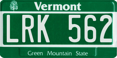VT license plate LRK562