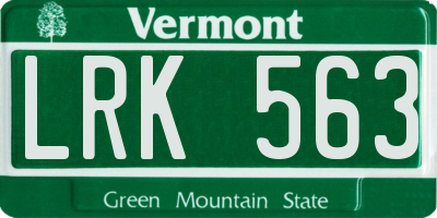 VT license plate LRK563