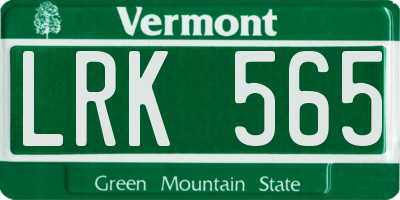 VT license plate LRK565
