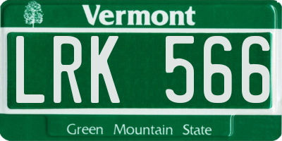 VT license plate LRK566
