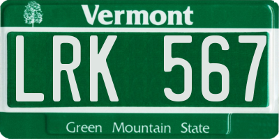 VT license plate LRK567