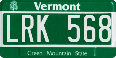 VT license plate LRK568