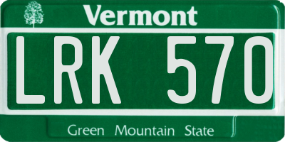 VT license plate LRK570