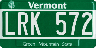 VT license plate LRK572