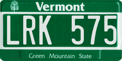 VT license plate LRK575