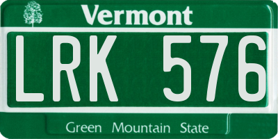 VT license plate LRK576