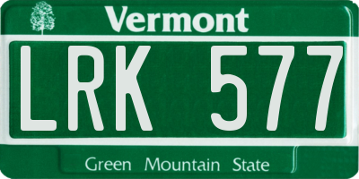 VT license plate LRK577