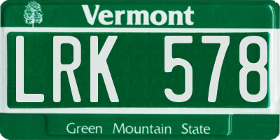 VT license plate LRK578