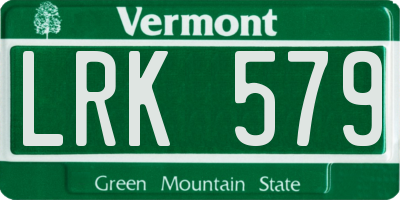 VT license plate LRK579